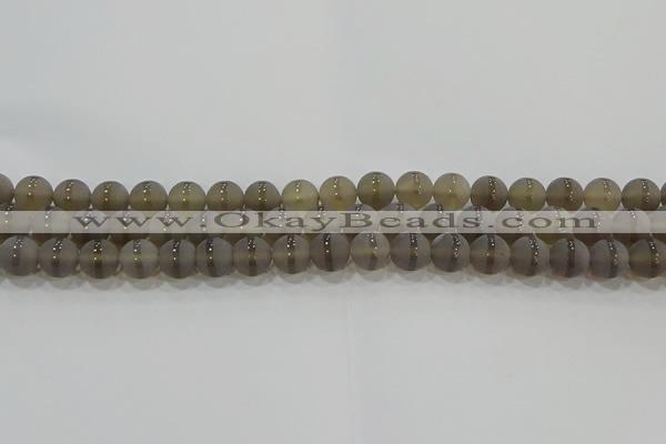 CAG9344 15.5 inches 8mm round matte grey agate beads wholesale