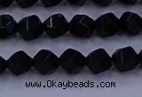 CAG9351 15.5 inches 6mm faceted nuggets black agate beads