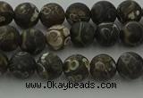 CAG9381 15.5 inches 6mm round matte turritella agate beads