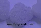 CAG9420 7.5 inches 16*16mm flower white plated druzy agate beads