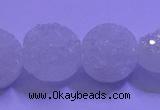 CAG9428 7.5 inches 10mm coin white plated druzy agate beads