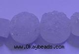 CAG9429 7.5 inches 12mm coin white plated druzy agate beads