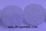 CAG9433 7.5 inches 20mm coin white plated druzy agate beads