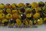 CAG9451 15.5 inches 6mm faceted round fire crackle agate beads