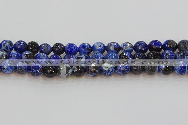 CAG9464 15.5 inches 12mm faceted round fire crackle agate beads