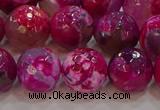 CAG9469 15.5 inches 12mm faceted round fire crackle agate beads