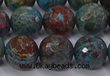 CAG9485 15.5 inches 14mm faceted round blue crazy lace agate beads