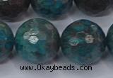 CAG9487 15.5 inches 18mm faceted round blue crazy lace agate beads