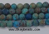 CAG9492 15.5 inches 4mm round matte blue crazy lace agate beads