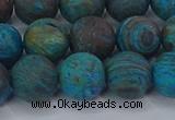 CAG9496 15.5 inches 12mm round matte blue crazy lace agate beads