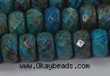 CAG9505 15.5 inches 6*10mm faceted rondelle blue crazy lace agate beads