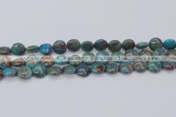 CAG9515 15.5 inches 14mm flat round blue crazy lace agate beads