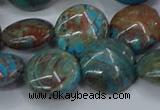 CAG9516 15.5 inches 16mm flat round blue crazy lace agate beads