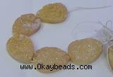 CAG9671 7.5 inches 30*40mm teardrop champagne plated druzy agate beads