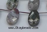 CAG9746 Top drilled 13*22mm faceted flat teardrop Indian agate beads