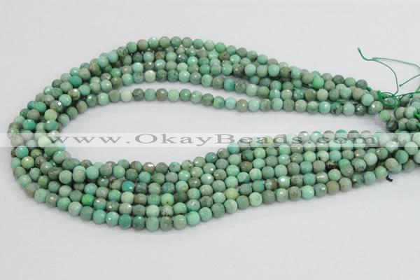 CAG975 15.5 inches 4mm faceted round green grass agate gemstone beads