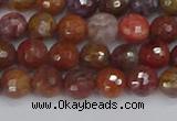 CAG9845 15.5 inches 4mm faceted round red moss agate beads