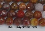 CAG9846 15.5 inches 6mm faceted round red moss agate beads