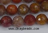 CAG9847 15.5 inches 8mm faceted round red moss agate beads