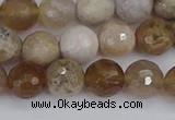 CAG9854 15.5 inches 8mm faceted round ocean fossil agate beads