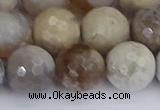 CAG9856 15.5 inches 12mm faceted round ocean fossil agate beads