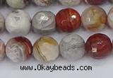 CAG9862 15.5 inches 8mm faceted round Mexican crazy lace agate beads