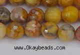 CAG9870 15.5 inches 8mm faceted round yellow crazy lace agate beads