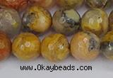 CAG9871 15.5 inches 10mm faceted round yellow crazy lace agate beads