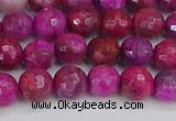 CAG9876 15.5 inches 6mm faceted round fuchsia crazy lace agate beads