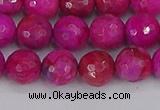 CAG9877 15.5 inches 8mm faceted round fuchsia crazy lace agate beads