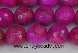 CAG9879 15.5 inches 12mm faceted round fuchsia crazy lace agate beads