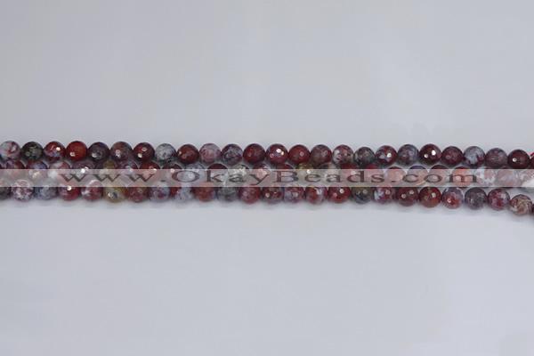 CAG9903 15.5 inches 4mm faceted round red lightning agate beads