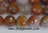 CAG9913 15.5 inches 10mm faceted round red moss agate beads