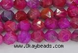 CAG9951 15.5 inches 6mm faceted nuggets fuchsia crazy lace agate beads