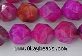 CAG9953 15.5 inches 10mm faceted nuggets fuchsia crazy lace agate beads