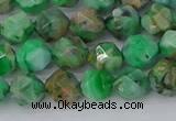 CAG9963 15.5 inches 6mm faceted nuggets green crazy lace agate beads