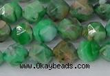 CAG9964 15.5 inches 8mm faceted nuggets green crazy lace agate beads