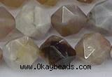 CAG9996 15.5 inches 12mm faceted nuggets ocean fossil agate beads