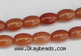 CAJ150 15.5 inches 8*12mm rice red aventurine jade beads