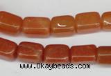 CAJ151 15.5 inches 10*13mm cuboid red aventurine jade beads