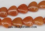 CAJ152 15.5 inches 12*12mm heart red aventurine jade beads