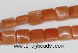 CAJ154 15.5 inches 10*10mm square red aventurine jade beads