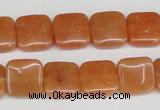 CAJ155 15.5 inches 12*12mm square red aventurine jade beads