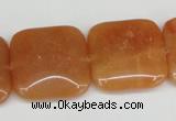 CAJ157 15.5 inches 25*25mm square red aventurine jade beads