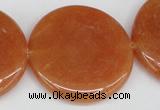 CAJ169 15.5 inches 35mm flat round red aventurine jade beads