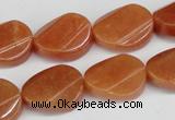 CAJ172 15.5 inches 13*18mm twisted oval red aventurine jade beads