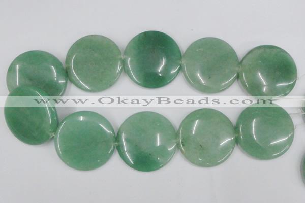 CAJ306 15.5 inches 40mm flat round green aventurine jade beads