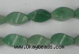 CAJ310 15.5 inches 8*16mm twisted tetrahedron green aventurine jade beads