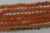 CAJ360 15.5 inches 4mm faceted round red aventurine beads wholesale