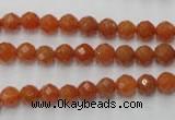 CAJ361 15.5 inches 6mm faceted round red aventurine beads wholesale